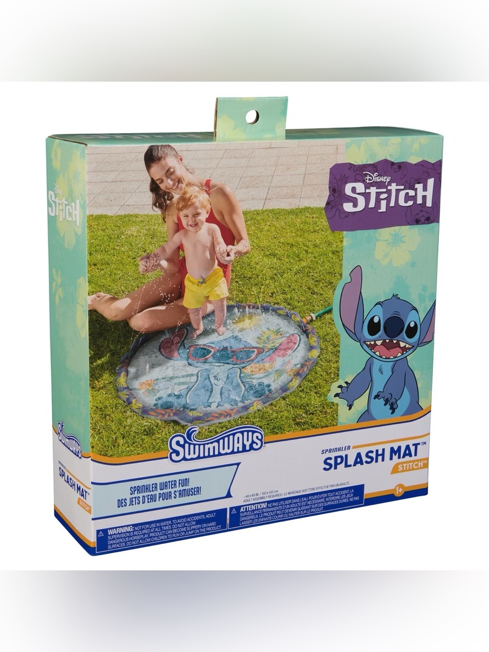 SwimWays Disney Stitch Blue Kids Splash Mat - Outdoor Water Play
